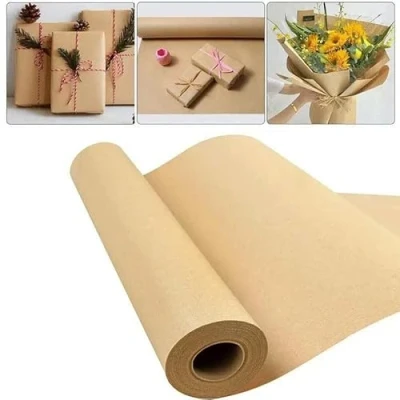 Image of Kraft Paper Roll (60cm x 30m) 80gsm: Versatile, for Wrapping Gifts, Crafts and Decoration. Packaging Paper.