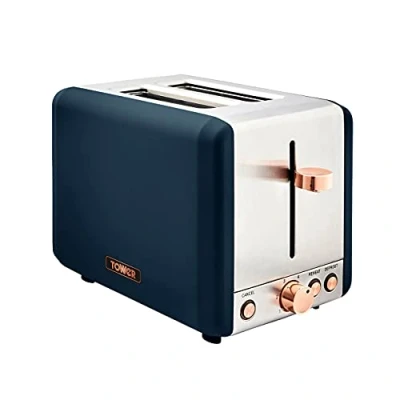 Image of Tower Cavaletto 2 Slice Stainless Steel Toaster Blue