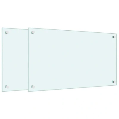 Image of vidaXL Kitchen Backsplashes 2 pcs White 70x40 cm Tempered Glass