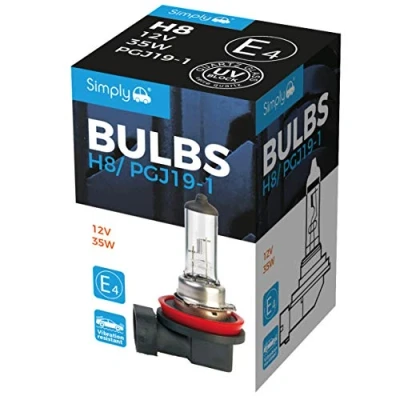 Image of Simply S708 H8 Car Headlight Bulb, 12V, 35W, Comply with ECE R 37, Base PGJ19 1, Suitable for all Headlights, Maximum Visibility, White