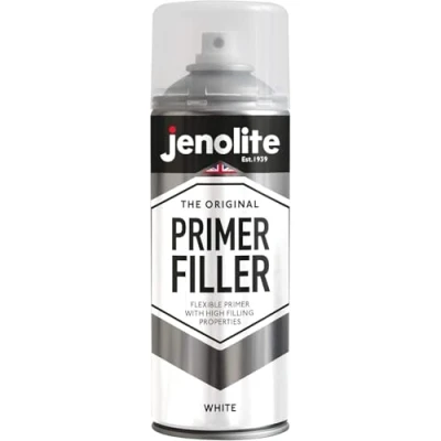 Image of JENOLITE Primer Filler Spray Paint WHITE High Fill Multi Surface Fills Small Dents &amp; Scratches Perfect For Car Bodywork, 3D Printer Models More 400ml
