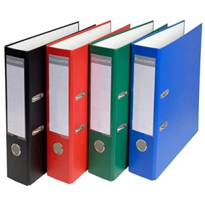 Image of Exacompta Ref 918400B PP Lever Arch File 320 x 290mm in Size, Suitable for Storing A4 Documents, 75mm Spine, Reinforced Finger Pull Assorted Colours (Pack of 20)