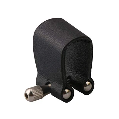 Image of Yibuy 85mm Black Leather Alto Saxophone Mouthpiece Sax Ligature Fastener