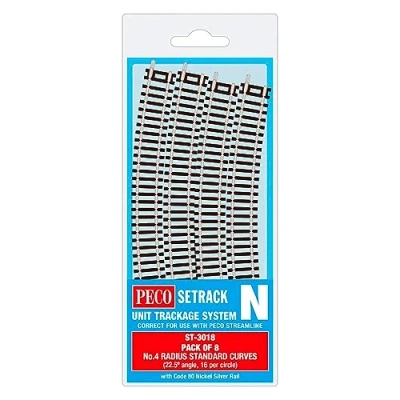 Image of Peco N Set Track 8 X St 18 No.4 Radius Standard Curve, 333.4Mm
