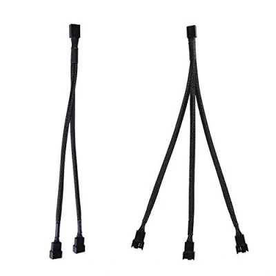 Image of LitOrange 2 Pack 4 Pin PWM Fan Splitter Cable,Y 1 to Converter + 3 for Computer PC Power Cable