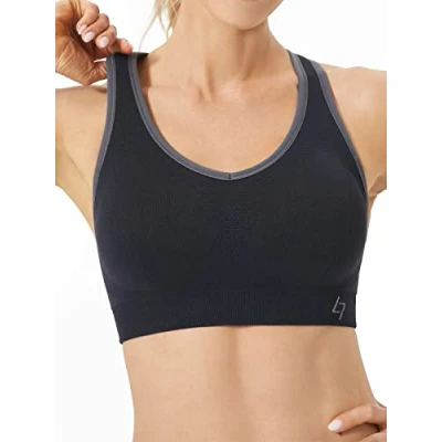 Image of FITTIN Racerback Sports Bra for Women Padded Seamless Activewear Bras Yoga Gym Workout Fitness Black
