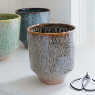 Image of Ivyline Planter, Earthenware, Mocha, 13 x 13cm