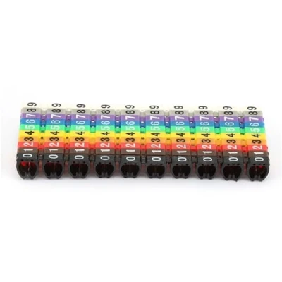 Image of Wire Numbering Marker Plastic Cable Clip On Design Tube Colorful for Marking the Color Coded Cables(100Pcs 6mm²)