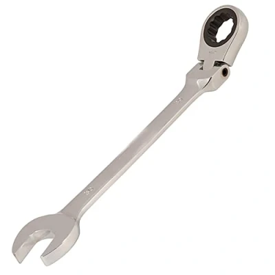 Image of Dapetz ® Flexible Head Ratchet Metric Spanner Open End Ring 30mm, Mirror Polished, Raised Panel Spanner, Chrome Vanadium Steel Combination Suitable for Mechanics