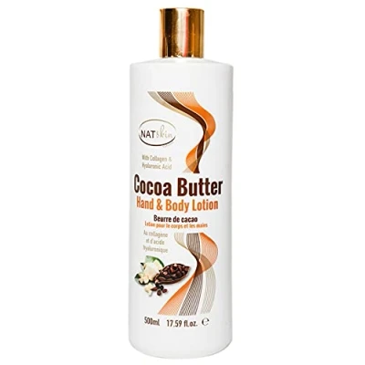 Image of NATSKIN Cocoa Butter Hand and Body Lotion 500ml, Hydrating Moisturising Nourishing, Smoothes &amp; Relieves Dry Skin, Moisturiser Lotion, Cruelty Free