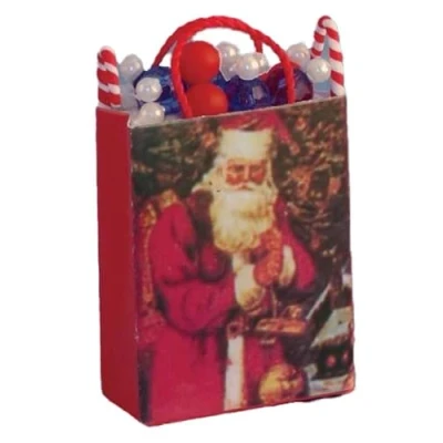 Image of Melody Jane Dolls House Christmas Santa Gift Bag Miniature Shop Store Present Accessory 1:12