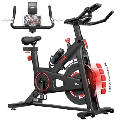 Image of Dripex Exercise Bike for Home Training, Indoor Cycling Stationary with Adjustable Resistance, Large Bidirectional Flywheel, Silent Belt Driven, LCD Monitor