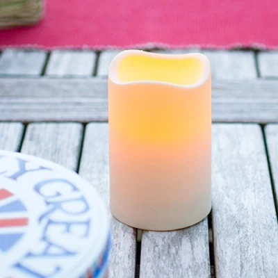 Image of Lights4fun Outdoor Waterproof Flameless LED Pillar Candle Battery Operated with Timer 11.5cm