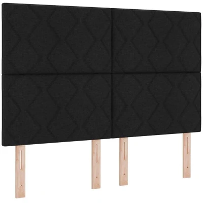 Image of LED Headboard Diamond Blocks Design Black 144 cm Fabric vidaXL