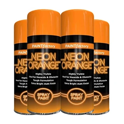 Image of Classic Signature 4 x Neon Orange 200ML, Spray Paint Aerosol Fluorescent Bright Graffiti (Banksey) Matt Finish