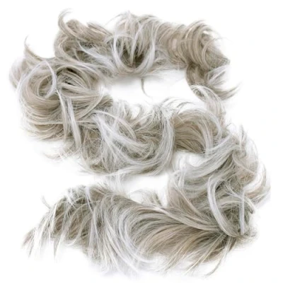 Image of CAISHA XXL Hairpiece Scrunchy Updo Bridal Hairstyle Voluminous Curly Messy Bun Gray Mix HW31