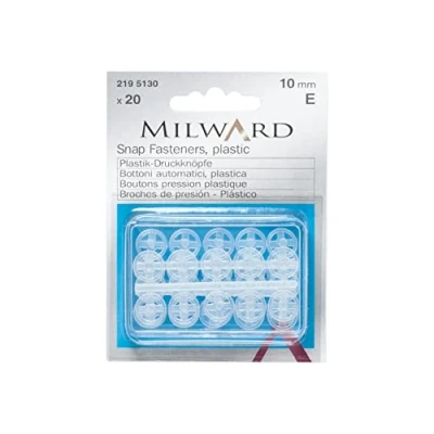 Image of Milward Plastic Snap Fasteners, 10mm, Transparent, 2195130