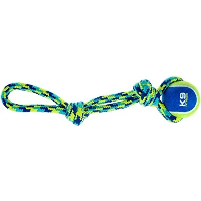 Image of K9 Fitness by Zeus Rope Tug, 17 Inch with Tennis Ball, 3