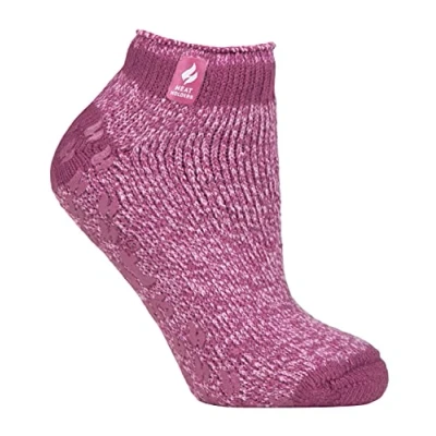 Image of HEAT HOLDERS Ladies Low Cut Ankle Slipper Socks with Non Slip Rubber Sole (4 7, Muted Pink (Pisa))