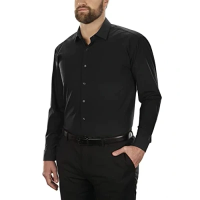 Image of UNLISTED Men&#039;s Dress Shirt Solid, Black, 18&quot; 18.5&quot; Neck 34&quot; 35&quot; Sleeve