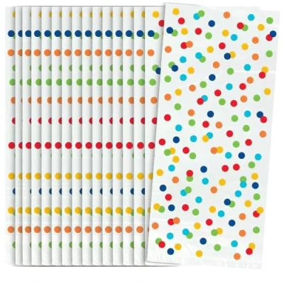 Image of Rainbow Polka Dots Cellophane Bags Pack of 20 Transparent Gift for Parties, Celebrations and More
