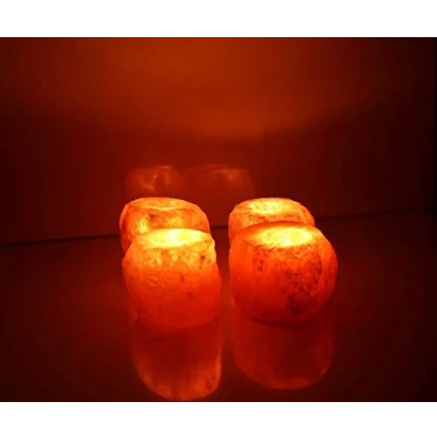 Image of HOMELY 4 X Himalayan Crystal Rock Salt Candle Tea Light Holder Night Desk LAMP