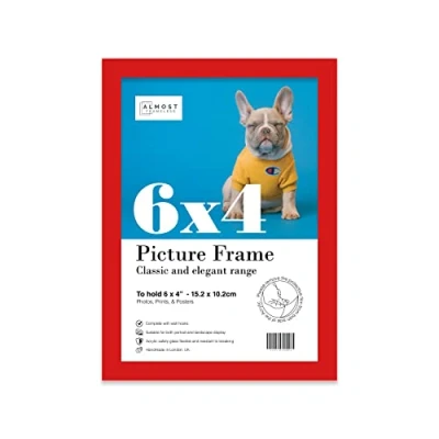 Image of 6x4 Inch Red Photo Frame Wall Mountable and Freestanding Picture Standard Photograph Size, 6&quot; X 4&quot; (15 10cm)