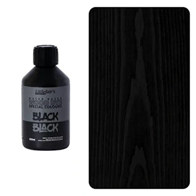Image of Littlefair&#039;s Water Based Wood Dye Special Colours Range Indoor and Outdoor Use Environmentally Friendly Black (250ml)