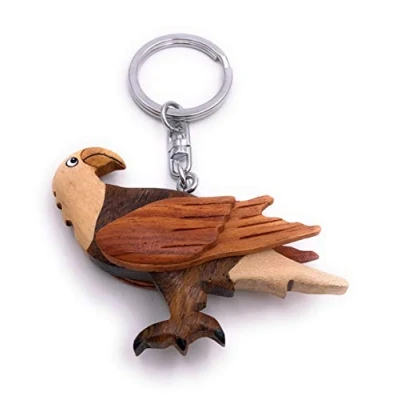 Image of H Customs Bald Eagle Bird Wood Noble Handmade Keychain Pendant
