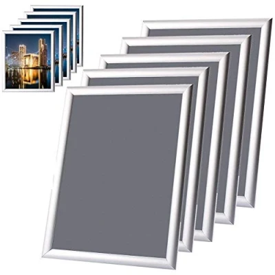 Image of Snap Poster Frame, 5x A4 Waterproof Aluminium Silver Frame Clip Picture Photo Holder for Home and Office