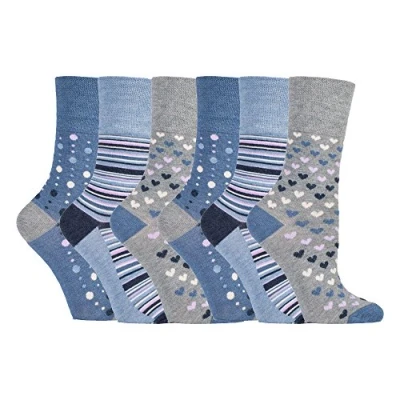 Image of Gentle Grip Sock Shop 6 Pairs Ladies Loose Soft Top Non Elastic Bamboo Socks (4 8 UK, SOLRM35)