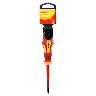 Image of Amtech L0652 80mm Pozidriv™ VDE 1000V Electrical Screwdriver with PZ 1 tip