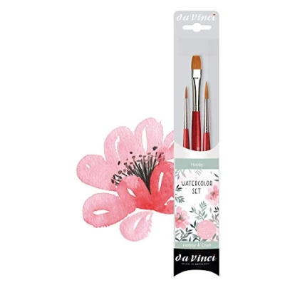 Image of da Vinci Watercolor Series 5389 CosmoTop Spin Lettering &amp; Flower Brush Set, Synthetic, 3 Brushes (Series 5580, 5880)