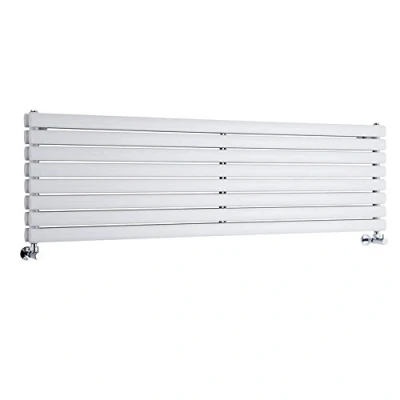 Image of Milano Aruba White Horizontal Double Oval Panel Radiator 472mm x 1600mm