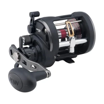 Image of PENN Warfare™ Level Wind, Fishing Reel, Conventional Reels, Sea Inshore/Nearshore Fishing, Saltwater Boat or Kayak Fishing,Unisex, Black/Red/Smoke, 20 Right Hand