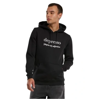 Image of Mister Tee Men&#039;s Depresso Hoody Hooded Sweatshirt, Black, S