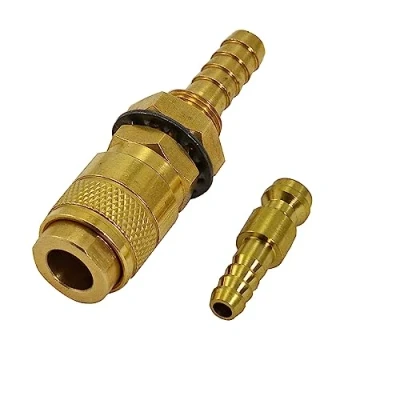 Image of RIVERWELD TIG Welding Gas &amp; Water Quick Connector Fitting Hose 1 Set Gold