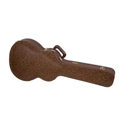 Image of Crossrock Designer Series Wooden Case for 335 Style 6 string Semi Hollow Electric Guitars Security Lock, Metal Feet, Storage Space Blossom Brown(CRW530SABQ)