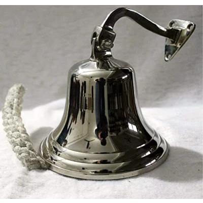 Image of Ships Bell Pub Last Orders Wall Mountable Ideal for Pubs &amp; Home Bars by Chabrias Ltd (Chrome, 7 Inch)