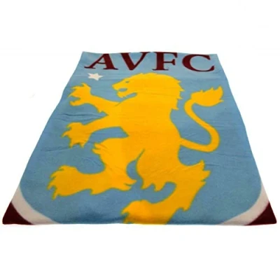 Image of Forever Collectibles Aston Villa FC Crested Fleece Blanket Throw Pulse Gift Present, Multicoloured, 120Cm X 150Cm