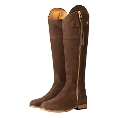 Image of Rydale Ladies Slim Fit Country Boots Womens Tall Spanish Riding Suede Leather 3 Colours (Brown, uk_footwear_size_system, adult, women, numeric, medium, numeric_7)