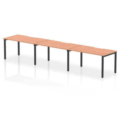 Image of Evolve Plus 1400mm Single Row 3 Person Bench Desk Beech/Black