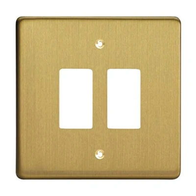 Image of Varilight 2 Gang Grid Plate (Single Plate) Brushed Brass XDBPG2 P