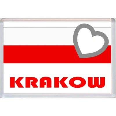 Image of Krakow Poland Flag Love Polish/Polska Towns &amp; Cities Jumbo Fridge Magnet