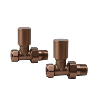 Image of Manual Radiator Valve Round Straight 15mm x R 1/2&quot; Brushed Bronze
