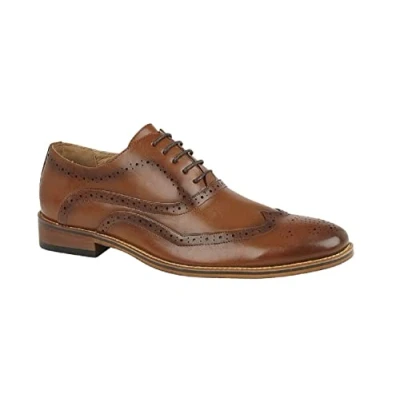 Image of Goor Marlon Mens Brogue Oxford Shoes Dark Tan