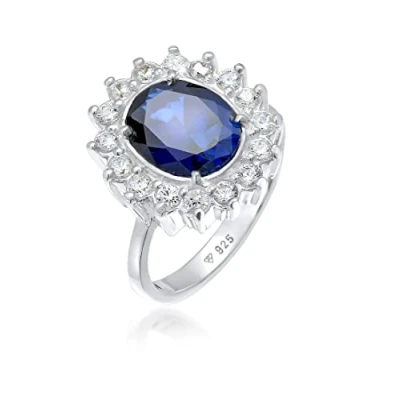 Image of Elli Ring Ladies Cocktail Royal with Synthetic Saphire and Zirconia in 925 Sterling Silver