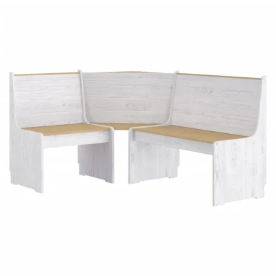 Image of vidaXL Corner Bench REINE 151 cm Honey Brown&amp;White Solid Wood Pine