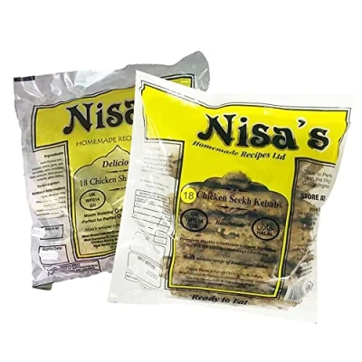Image of NISA&#039;S Kebeb Combo Frozen Chicken Shami 18Pcs Seekh Kebab Ready to Eat 100% Fresh Indian Origin Each flavor 1pcs (Total 2 Pack)