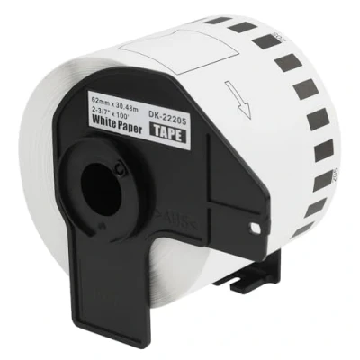 Image of Compatible DK 22205 62mm x 30.48m White Thermal Continuous Paper Tape Labels with Brother QL 1100 1060N 500 570 580 700 710W 800 810W 820NWB Printers